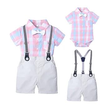 Комплект одежды для маленьких мальчиков, летний детский костюм джентльмена, детские комбинезоны, красивое платье с бантом, комплекты боди для малышей
