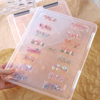 Ящик для хранения большой емкости Прозрачный пылезащитный маникюрный элемент для ногтей В броне С дисплеем Пластиковый ящик для ногтей Организация