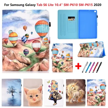 Цветной Флип-чехол с Рисунком Для Samsung Galaxy Tab S6 Lite 10.4 2020 SM-P610 P615 Ультратонкий Противоударный Складной Чехол для планшета Dtand + Ручка