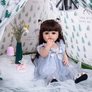 Новые 22-дюймовые силиконовые игрушки для тела принцессы Доры, детские куклы Kawaii Baby Doll, Подарок на День рождения, игрушка