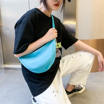 2023 новая сумка tide jiaozi, японская простая повседневная сумка для подмышек, студенческая модная холщовая сумка-мессенджер, женская сумка через плечо.