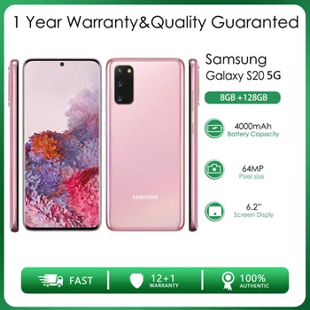 Оригинальный Разблокированный Samsung Galaxy S20 5G G981U G981B 8 ГБ ОЗУ 128 ГБ ПЗУ 64 МП 6,2 