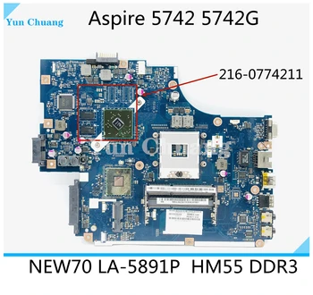 NEW70 LA-5891P MBWJR02001 MB.WJR02.001 Для Acer Aspire 5742 5742G Материнская плата ноутбука HM55 DDR3 протестирована нормально