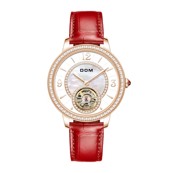 Женские часы DOM Trend из натуральной кожи с роскошным изысканным циферблатом с пятнистым циферблатом, женские водонепроницаемые часы G-1607