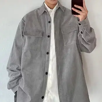 Рубашка-пальто Дышащее Мужское пальто Удобное Ветрозащитное Свободное Однотонное пальто-рубашка в Корейском стиле