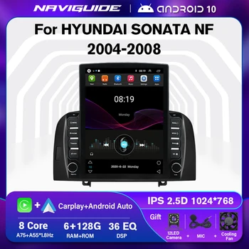 NAVIGUIDE Android 10,0 Автомагнитола для Hyundai SONATA NF 2004-2008 Для Мультимедийного плеера Tesla Style GPS Carplay Головное устройство 9,7