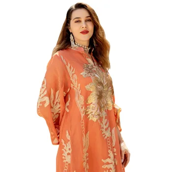 Платье Летнее Абайя Мода Жемчуг Ближний Восток Женская мода Мусульманское длинное платье Дубай Марокканский кафтан Оман Арабский халат