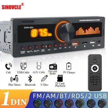 SINOVCLE Автомобильный Радиоприемник 1din Srereo Bluetooth MP3-Плеер FM/AM-Приемник С Дистанционным Управлением AUX/TF / RDS С Двумя USB-Зарядками Для Телефона