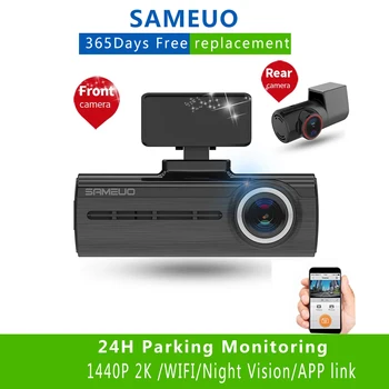 Sameuo U750 Передняя и задняя автомобильные Камеры встроенный wifi автомобильный видеорегистратор с двойной камерой full hd 1080p 24-часовой автомобильный голосовой видеомагнитофон blackbox