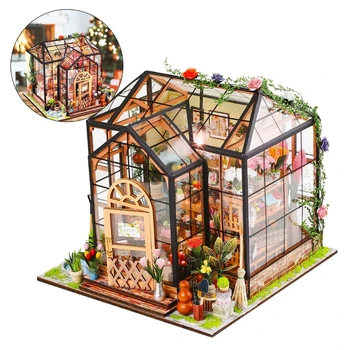 Наборы миниатюрных кукольных домиков и мебели своими руками Mini 3D Green House Craft Model D5QA