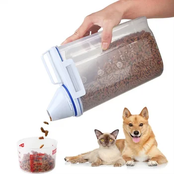 Коробка для корма для собак, герметичное ведро для хранения корма для кошек, Пластиковые небольшие отверстия для удобного высыпания из резервуара для хранения домашних животных