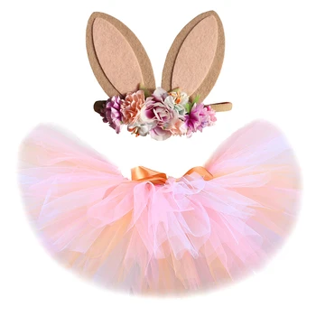 Юбка-пачка с кроликом для маленьких девочек, пышное бальное платье-пачка с кроликом, детский Пасхальный костюм на Хэллоуин
