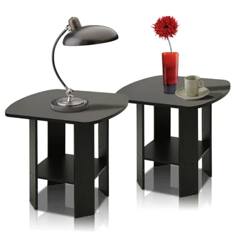 Набор из 2 Простых по дизайну Торцевых /Боковых столиков для Эспрессо, Изготовленных из Прочных Инженерных Журнальных столиков Мебель для Гостиной