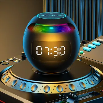 Будильник со светодиодным дисплеем, Умный Bluetooth-совместимый динамик 5.0, FM-радио, яркая подсветка, TF-карта, воспроизведение музыки в формате MP3, Настольные часы 2