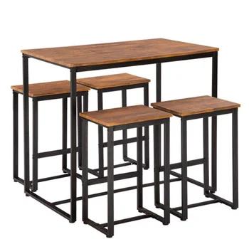 Простой эвкалиптовый узор, барный столик высотой 87 см и набор из 5 стульев [100 X 60 X 87 см] [на складе в США]