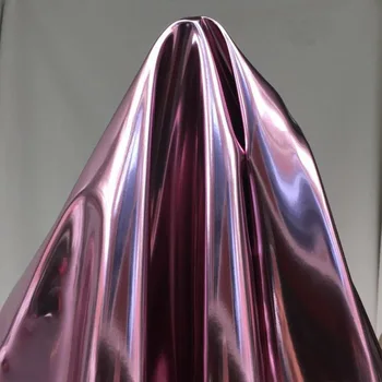 Хорошая Блестящая Розовая Металлическая Зеркальная Дизайнерская Ткань Micro-stretch Pu Искусственная Кожа Швейный Материал DIY Модная Сумка/Сценическая Одежда