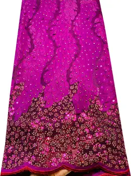 Модная Тюлевая Кружевная ткань, Африканская кружевная ткань 2023, Высококачественное кружево С блестками, Нигерийская кружевная ткань, Свадебный Пепельный 069 Пурпурный
