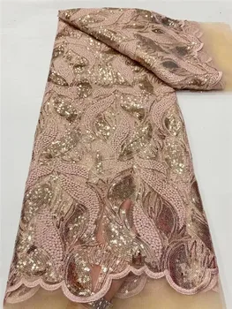 Модная африканская ткань с пайетками, Французское сетчатое кружево, Нигерийская вышивка, Тюль, Сетчатое платье, Материал Tissu Africain En Dentelle PN55