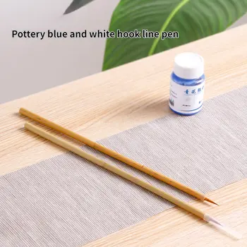 Керамическая синяя и белая ручка-крючок, ручка для трассировки линий, керамическая подглазурная цветная роспись, раскраска контурных линий, кисть