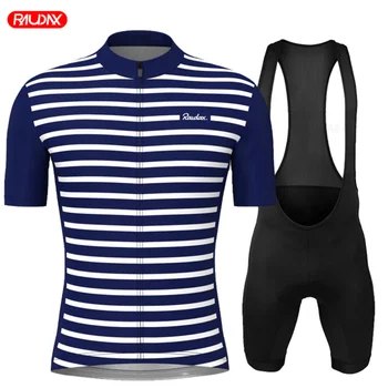 Мужской летний комплект из джерси с короткими рукавами в полоску, одежда для горного велоспорта, одежда для триатлона Conjunto Ciclismo Hombre