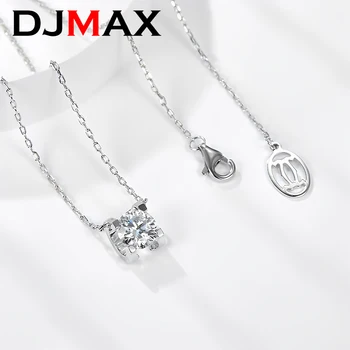 DJMAX 1-2CT Муассанит Кулон Ожерелье Для Женщин Оригинальный S925 Стерлингового Серебра Роскошная Женская Бриллиантовая Цепочка На Ключицу Новый 2023