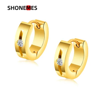Серьги-кольца ShoneMes из нержавеющей стали, Стильный дизайн, Темперамент, украшения для ушей с цирконием для мужчин и женщин