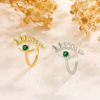 Модное кольцо Evil Eyes для женщин Модные кольца со стразами, инкрустированные изумрудом и цирконием, Регулируемые кольца Подарок для подруг Ювелирные изделия 2023