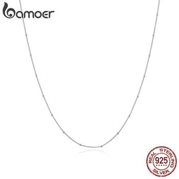 bamoer необходимые крошечные круглые бусины ожерелье аутентичные 925 стерлингового серебра звено цепи 45см ожерелья бижутерии SCN391