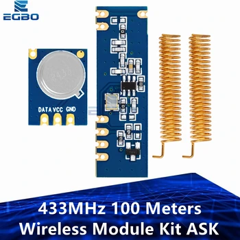 EGBO 1 комплект 433 МГц 100 метров Комплект беспроводных модулей ASK Передатчик STX882 + ASK Приемник SRX882 + 2шт Медная пружинная антенна