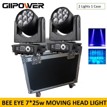 2шт Луч Bee Eye 7x25 Вт RGBW 4в1 с кейсом для полета Zoom Движущийся Головной Световой Луч sharpy Stage Lights 7 * 40 Вт Пятно Промывки Луча