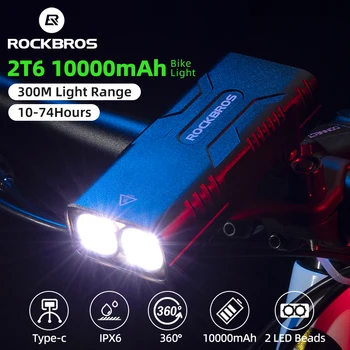 Велосипедный фонарь ROCKRBOS 850 Люмен, Светодиодная Фара, 10000 мАч, USB Перезаряжаемый Фонарик, Водонепроницаемый Фонарь, Дорожные Аксессуары для MTB