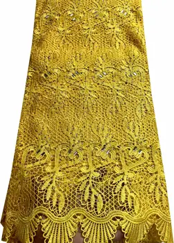 Африканский Гипюровый Шнур Кружевная Ткань Камни Нигерийский Французский Гипюровый Шнур Кружевная Ткань Для Diy Шитья Свадебная Ткань ETY003 Желтый