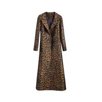 Модное темпераментное леопардовое пальто, женская осенне-зимняя новинка, корейская версия с поясом, свободная ветровка длиной выше колена