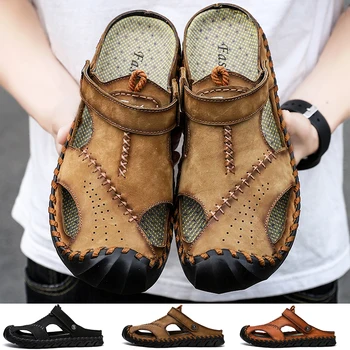 Мужские сандалии Leahter, мужские сандалии 2023, Летние сандалии, обувь для мужчин, уличная нескользящая пляжная обувь, мужские тапочки большого размера