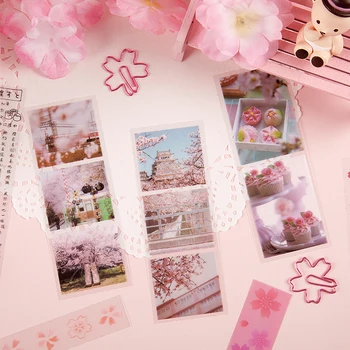 Винтажный японский вишневый цветок INS фотографии Упаковка наклеек для домашних ЖИВОТНЫХ Украшение дневника альбом наклеек для скрапбукинга