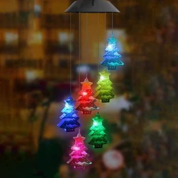 Садовая лампа с перезвоном ветра, солнечные градиентные шторы, легкие подвески в виде снеговика, чувствительный перезаряжаемый свет для декора рождественского фестиваля