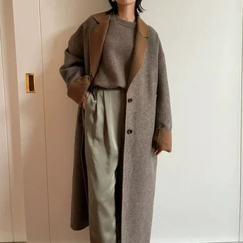 Японская осенне-зимняя одежда Kuzuwata, женские чакеты, отложной воротник, однотонное пальто с длинными рукавами, однобортный пиджак
