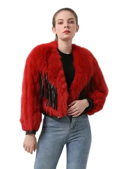 QIUCHEN PJ20084 новое поступление, женская шуба из натурального меха, куртка из натурального лисьего меха, разноцветные вязаные модные фасоны зимой, сохраняющие тепло
