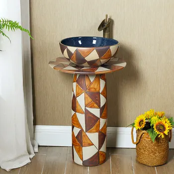 Умывальник с ретро колонной, встроенный керамический умывальник, Умывальник для домашнего творчества, умывальник для ванной комнаты