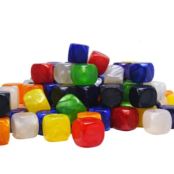 10 Штук круглых кубиков с жемчужным узором диаметром 14 мм, пустые глянцевые кубики, аксессуары для настольных игр 