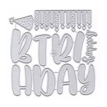 Шляпа на день рождения со свечой DzIxY Металлические штампы для резки открыток Наборы штампов для тиснения бумаги Альбомные поделки 2023 Шаблоны Трафареты