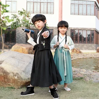 древнекитайский костюм для мальчиков и девочек, детское кимоно самурая в японском стиле, Комплект одежды фехтовальщика, Сценическое кимоно Haori CostumeZH107
