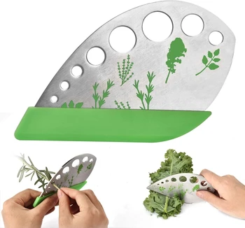 Кухонный инструмент для зачистки листьев трав из нержавеющей стали с 9 отверстиями, Металлическая овощечистка для капусты, листовой капусты, тимьяна, базилика, розмарина