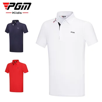 Футболка для гольфа для мальчиков PGM с короткими рукавами, Летняя детская Спортивная одежда, Рубашки для гольфа для детей YF600