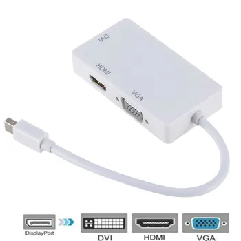 Адаптер Mini DP к HDMI DVI VGA, концентратор 3 В 1, конвертер видеоадаптеров Mini DisplayPort 1080P для iMac Apple MacBook Pro Air