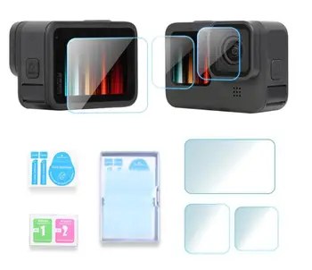 Защитная пленка из закаленного стекла с экраном 9H, комплект защитных пленок для передней и задней части экрана для GoPro Hero 9 Black Аксессуары для камеры