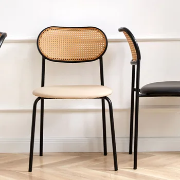 Кожаные обеденные стулья для гостиной, Дизайнерские кресла для отдыха из ротанга, минималистская мебель Sillas De Comedor середины века