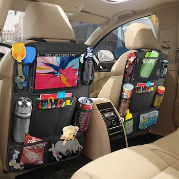 Новый органайзер для заднего сиденья автомобиля с держателем планшета с сенсорным экраном, Автоматическая защита спинки, Детская дорожная сумка для хранения 2023