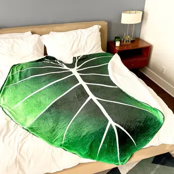 Креативное растение, Супер Мягкое одеяло с гигантскими зелеными листьями с принтом, Флисовое Уютное одеяло с листьями для кровати, домашнего декора диванной комнаты, ковра
