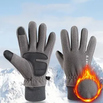 Лыжные противоскользящие перчатки для верховой езды, водонепроницаемые флисовые перчатки, термальные перчатки, варежки с сенсорным экраном, Теплая зима